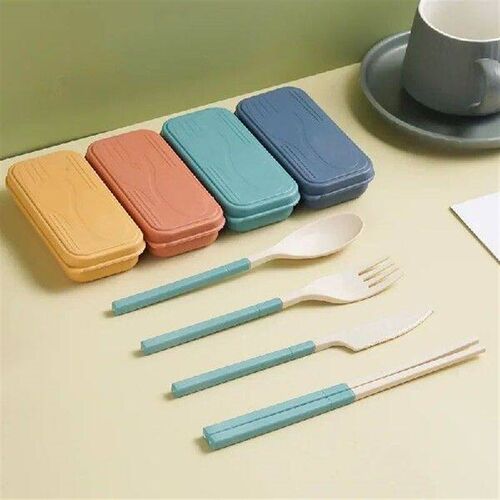 Folding Portable Plastic Tableware Wheat Straw Knife Fork