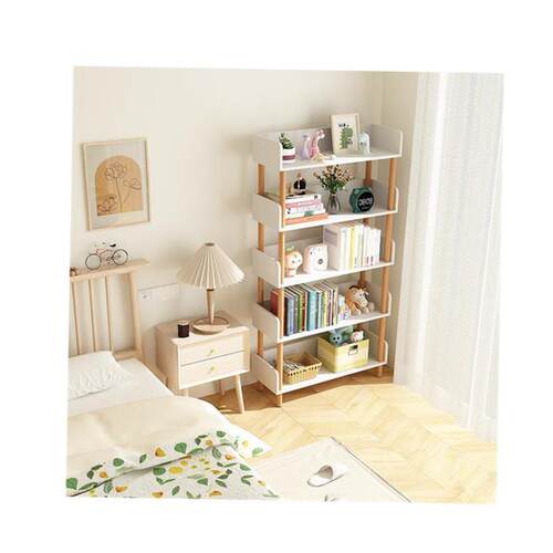 Bookshelf wooden student study multi-layer storage bookcase