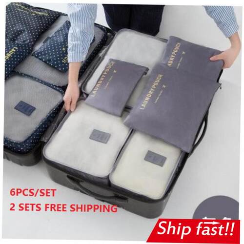 6pcs/set storage bags clothes travel organizer 行李箱收纳袋