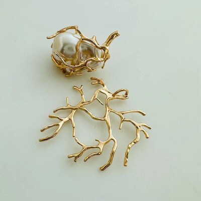 5Pcs Copper Plating Silver 27 * 31mm ree Branch Blank Base N