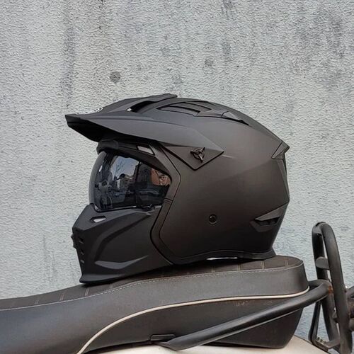 ORZ Motorcycle Helmet Vintage Casque Moto Black Warrior Comb