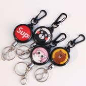 高弹力可伸缩易拉扣可爱卡通自动伸缩钥匙挂申缩拉绳扣伸缩钥匙扣