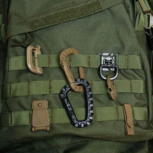 Tactical D-Ring Grimlock Carabiner Clip MOLLE Webbing Attach