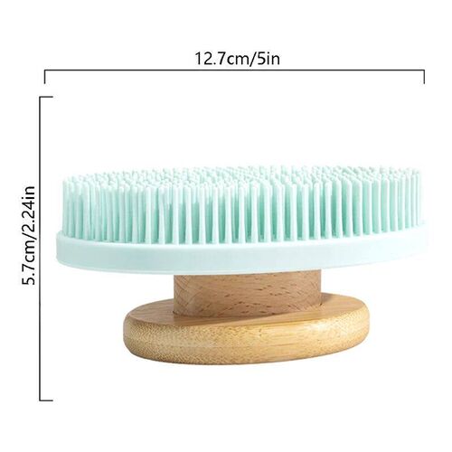 Silicone Brush Head Back Scrubber Shower Brush With Long Woo
