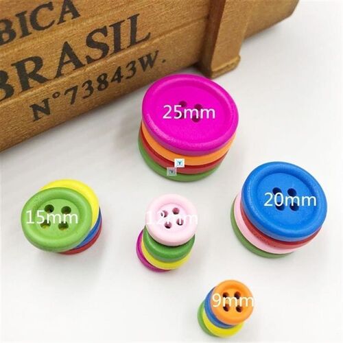 100Pcs 4Holes Mixed Size Wood Buttons For Craft Round Sewing