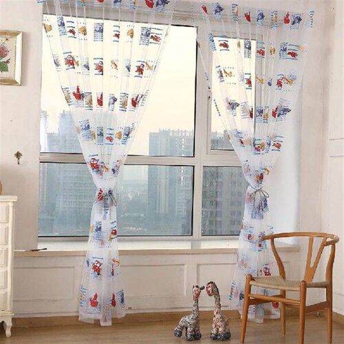 Kids Car Pattern Tulle Sheer Curtain Decorative Articles