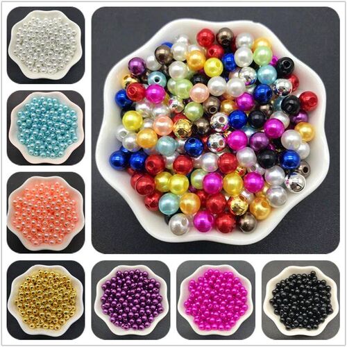 4mm 6mm 8mm 10mm Black Imitation Pearls Acrylic Beads Round
