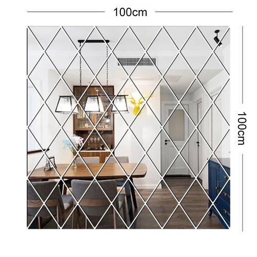 17/32/58Pcs 3D Mirror Wall er DIY Diamonds Triangles Acrylic
