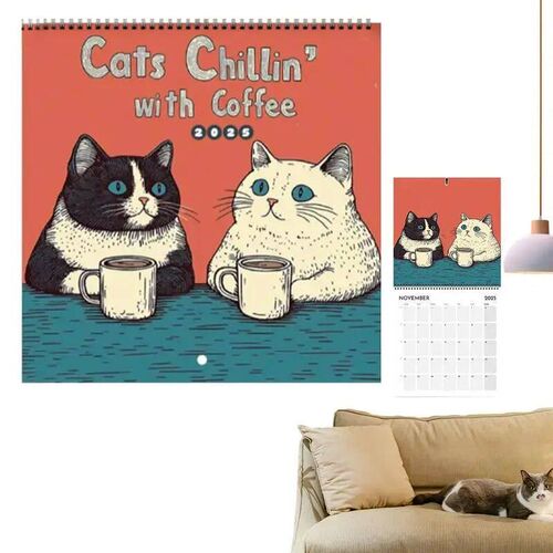 Wall Calendar Cat Design 2025 Monthly Hangable Wall Calendar