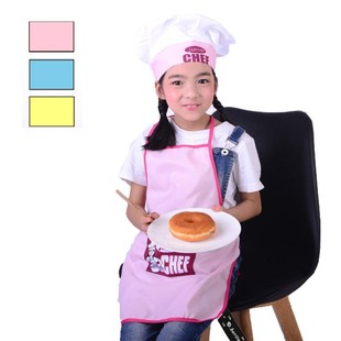 2 Pcs/Set Children Junior Apron Chef Hat Pocket Suit Kids Co