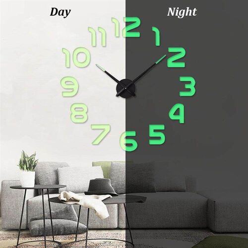 Large 3D DIY Wall Clock Modern Design Silent Big Digital Ac