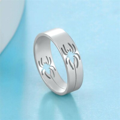 Skyrim Stainless Steel Spider Ring for Men Women 6MM Wide Fi