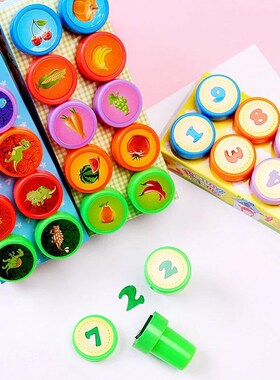 10pcs/Set Children Toy Stamps Cartoon Animals Fruits Number