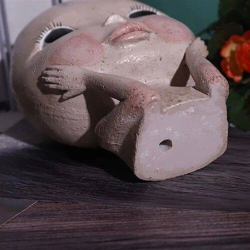 Human Face Vase Resin Big Eyes Flower pot Figure Sculpture