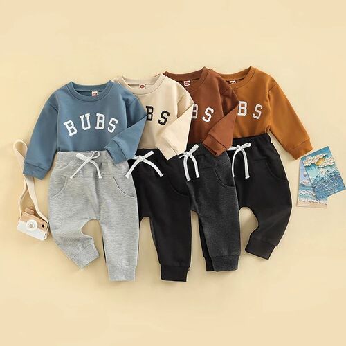 0-3Y Baby Boys Autumn Clothes Set Kids Letter Print Long Sle