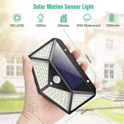 1~12PCS 100 LED Solar Wall Lamp 4 Sides Luminous With Motion