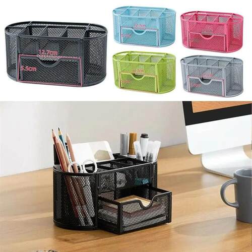 Office School Supplies With Drawer 9-Grid Storage Desk Organ