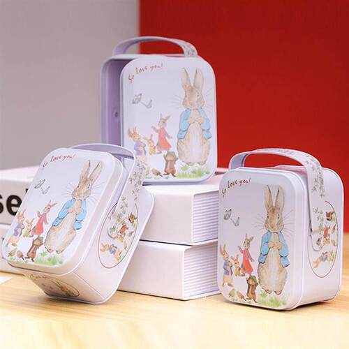 1PCs Vintage Small Suitcase Storage Tin Metal Candy Box Gift
