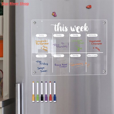 Transparent Fridge Magnetic Calendar Board Acrylic Reusable