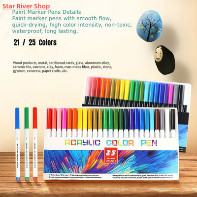 21/25 Color Permanent Acrylic Paint Marker Pens for Fabric C