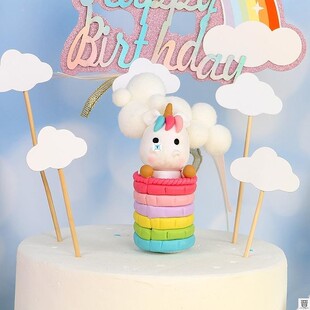 Rainbow Unicorn Cake Topper Birthday Wedding Cake Flags