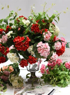 1pc Artificial Flowers Simulated Geranium Plants Fake Silk F