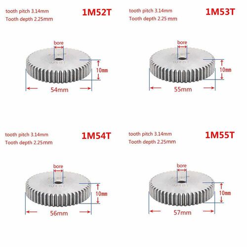 1Pcs 1Modulus 44-59 Teeth Spur Gear Metal Gear 45  Steel Thi