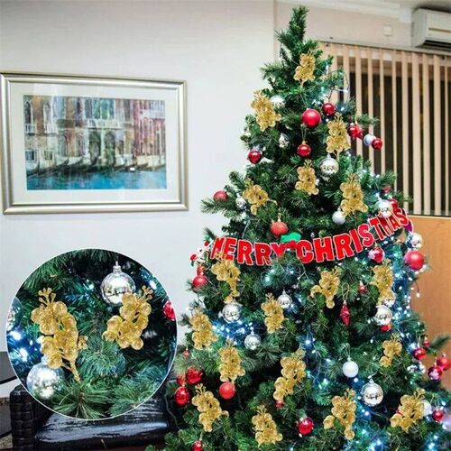 10Pcs Christmas Decoration Artificial 15heads Sparkling Berr