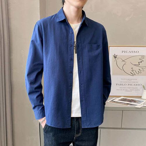 Denim Shirt Mens tendy Ins Loose Handsome All-Match Long-Sl