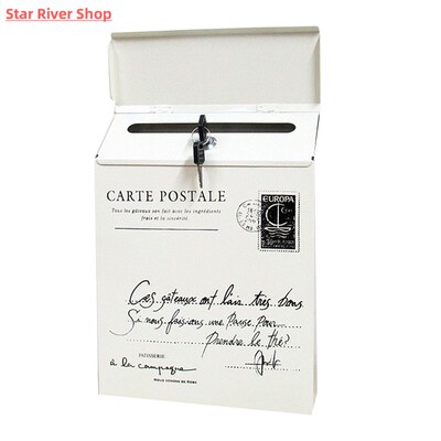 mailbox outdoor Iron Lock Letter Box Vintage Wall Mount Mail