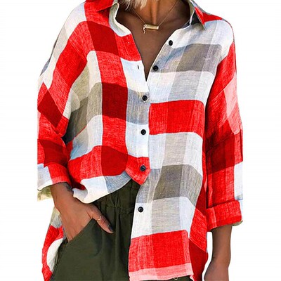 Plaid Blouse Newest Fashion Checkered Casual Long Sleeve Shi