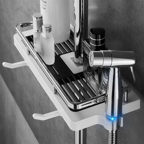 Shower Storage Holder Bathroom Shelf Pole Shelves Shampoo Tr