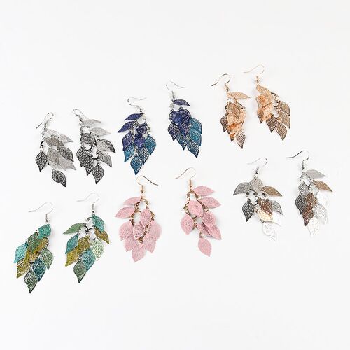 8Seasons Fashion Vintage Drop Earrings Leaf Colorful Feather