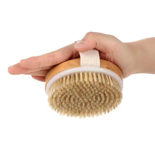 Natural Bristle Brush Soft Wet Dry Skin Body SPA Brush Bath0
