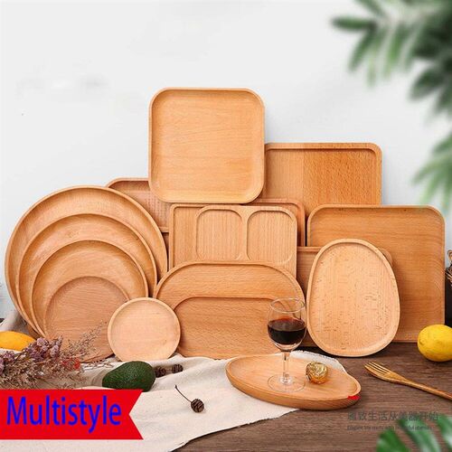 Rectangular Plate Wooden Bamboo Serving Tray Tea Cup Saucer