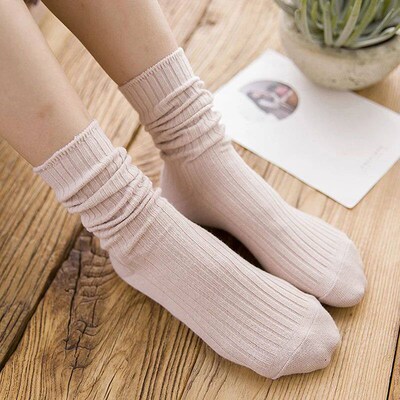 1 Pair Retro Women Cotton Loose Socks Autumn Winter Knitting