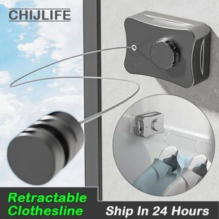 Wall Mounted Invisible Retractable Clothesline Adjustable La