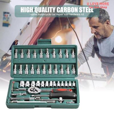 46pcs Tool Sets Car Repair Tool Kit Wrench Set Head Ratchet