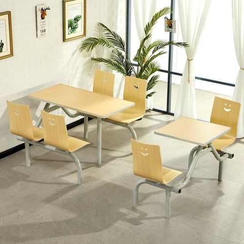 食堂餐桌椅员工饭堂不锈钢连体支架人8人小吃店快餐桌简单经济型