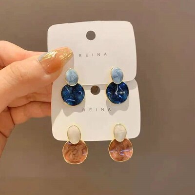 New Korean Fashions Exquisite Fantasy Klein Blue Geometric E