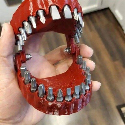 Funny Denture Drill Bit Holder Teeth Model Design