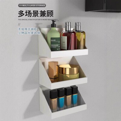 Wall-mounted bathroom mirror cabinet storage box, no drillin