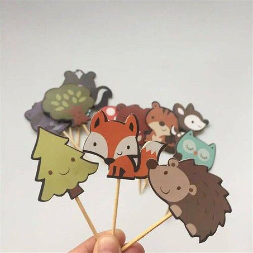 Paper Woodland Creatures Theme Cupcake Toppers Forest