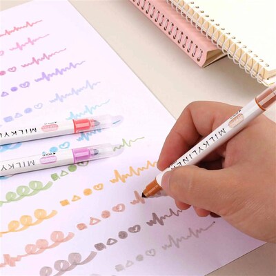 12/24pcs Highlighters Assorted Colors Dual Tip Bible Pastel