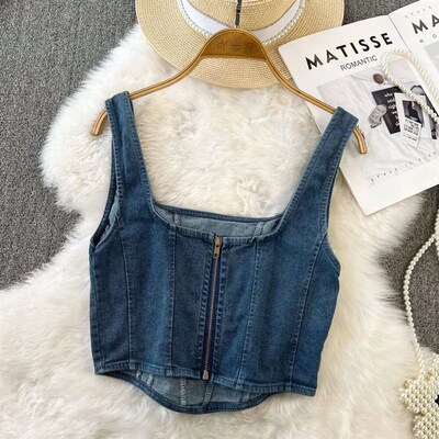 Vintage Denim Tanks Camis for Women Almighty Casual Sleevele