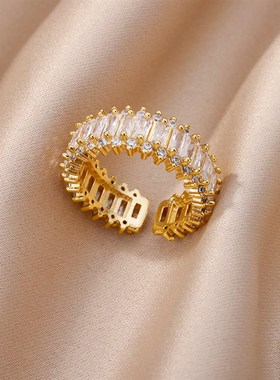 Fashion Gold Color Cubic Zircon Ring for Women Open