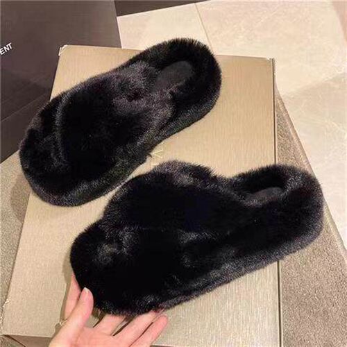 Thick-soled Furry Slippers For Girls To Wear As Leather, Fas