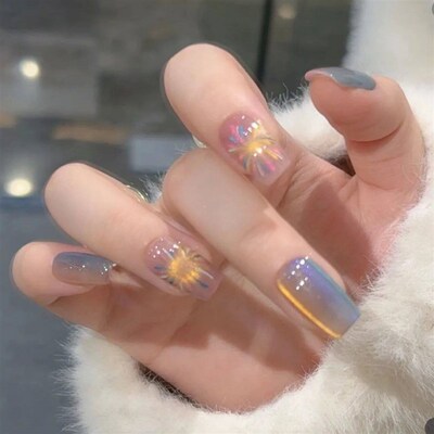 24pcs Wearable Pink Press On Fake Nails Tips With Glue false