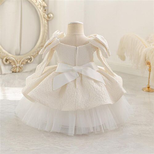 Girls Puffy Princess Dress HighEnd Flower Girl Gown Bow Tie