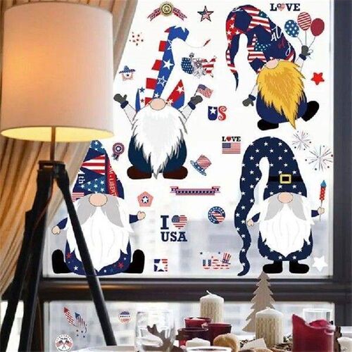 R9JC 9Pcs Independence Day Window Sticker PVC New Year
